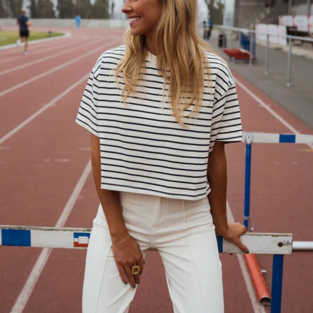 Striped Short Sleeve Tee - Black and White